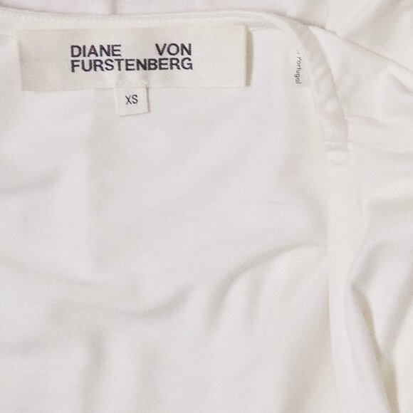 DVF Diane Von Furstenberg White Stretchy Wrap Top Blouse XS - Picture 2 of 2